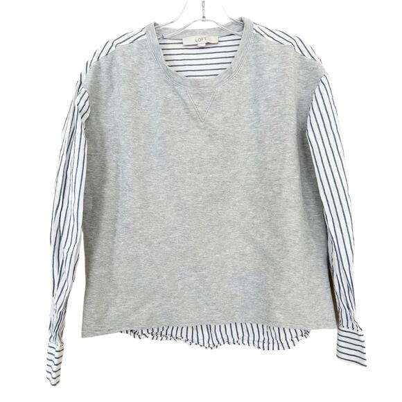 LOFT Tops - Ann Taylor Loft Gray Pinstripe Long Sleeve Shirt Sz S